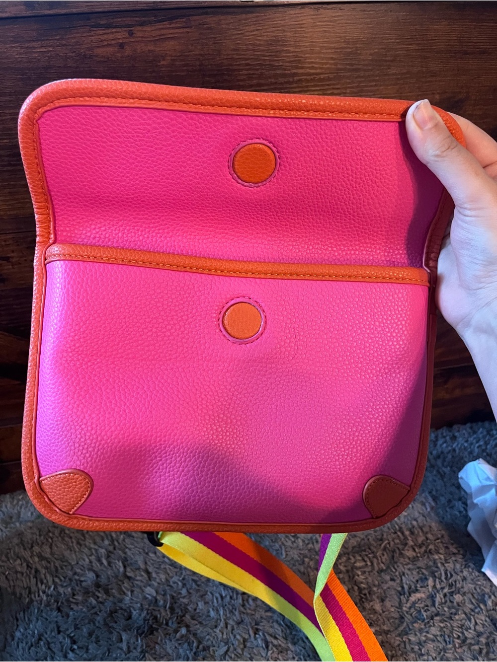 XOXO bengal Neon Pink bumbag with Orange Trim and Multicolor Strap - Picture 5 of 6